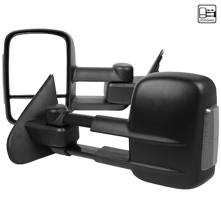 Spec-D Tuning 14-18 Chevrolet Silverado Towing Mirrors Black- Manual- Fits 1500 RMX-SIV14GLED-M-FS